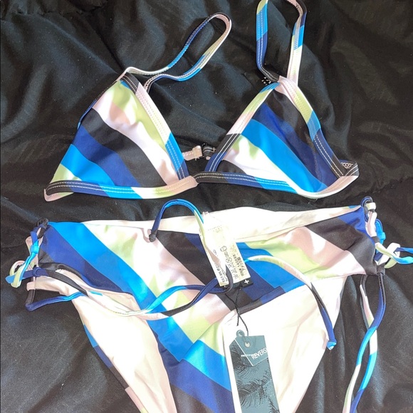 Tavik Other - Tavik Vibrant Blue and Black Striped Bikini